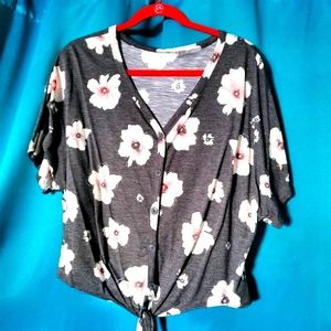 Tie Front Flower Top